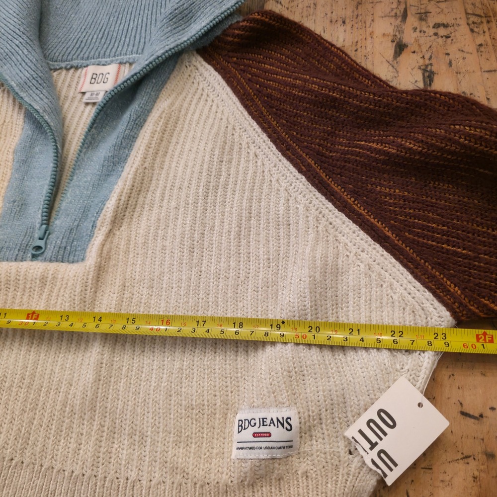 BDG Urban Outfitters M Colorblock‎ Half Zip Sweater Y2K Preppy Soft Grunge NWT - Picture 5 of 8